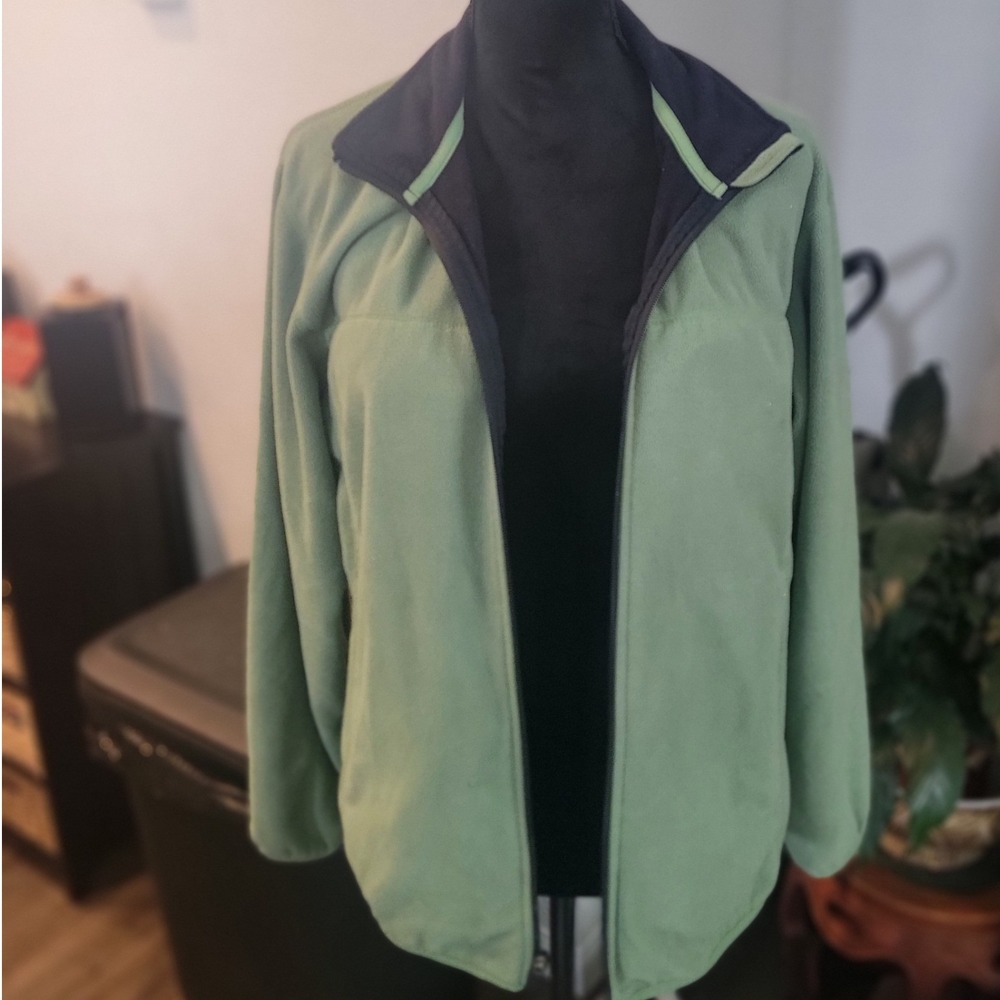 Lands End Women's Sage Green Full Zip Fleece Jacket